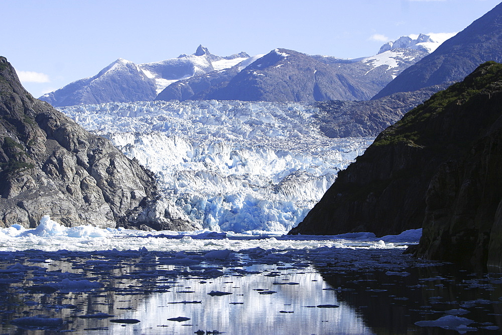 The Sawyer Glacier, a tidewater glacier at the end of Tracy Arm in Southeast Alaska, USA.