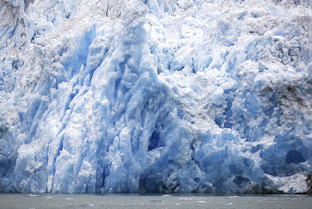 The face of the Le Conte Glacier in Le Conte Bay, just outside Petersburg in Southeast Alaska, USA. Le Conte glacier is the southernmost tidewater glacier in the northern hemisphere.