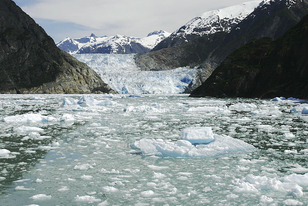 The Sawyer Glacier, a tidewater glacier at the end of Tracy Arm in Southeast Alaska, USA.