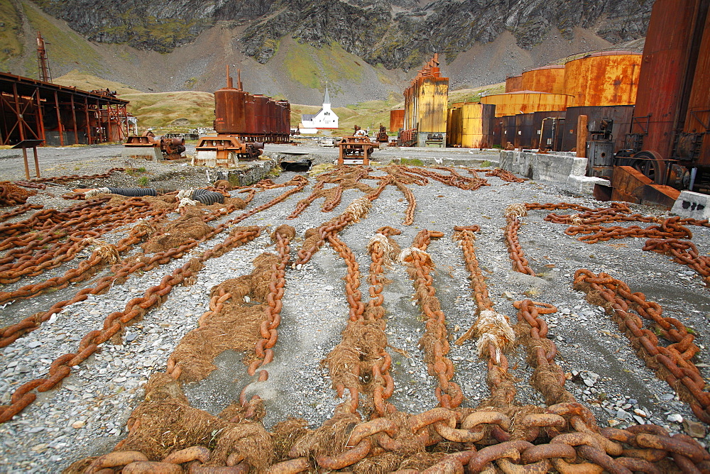 Abandoned machinery at the Grytviken whaling station, Norway