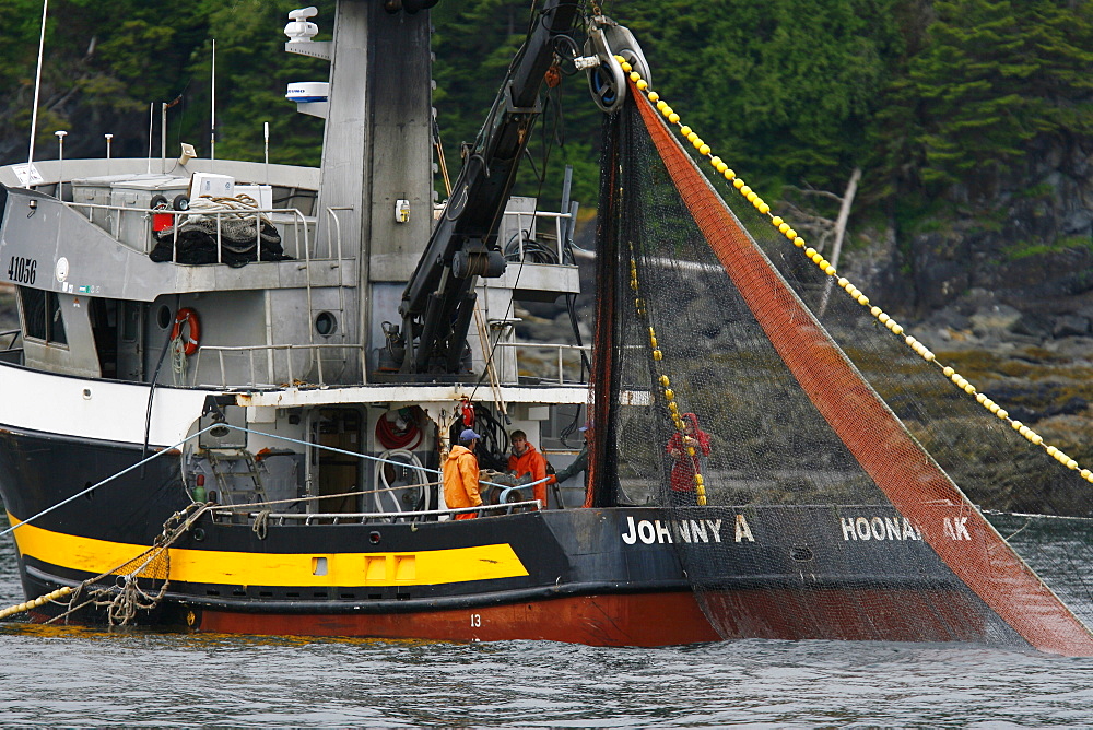 Purse-seine fisherman working off Point Augusta on Chichagof Island, Southeast Alaska, USA