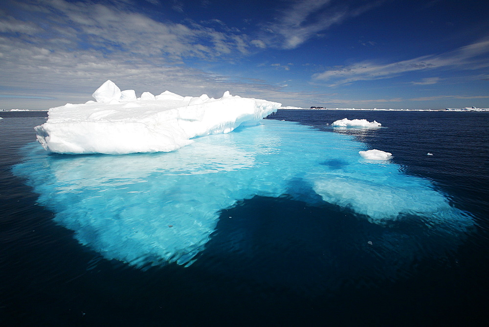 Iceberg detail in and around the Antarctic Peninsula during the summer months. More icebergs are being created as global warming is causing the breakup of major ice sheets.