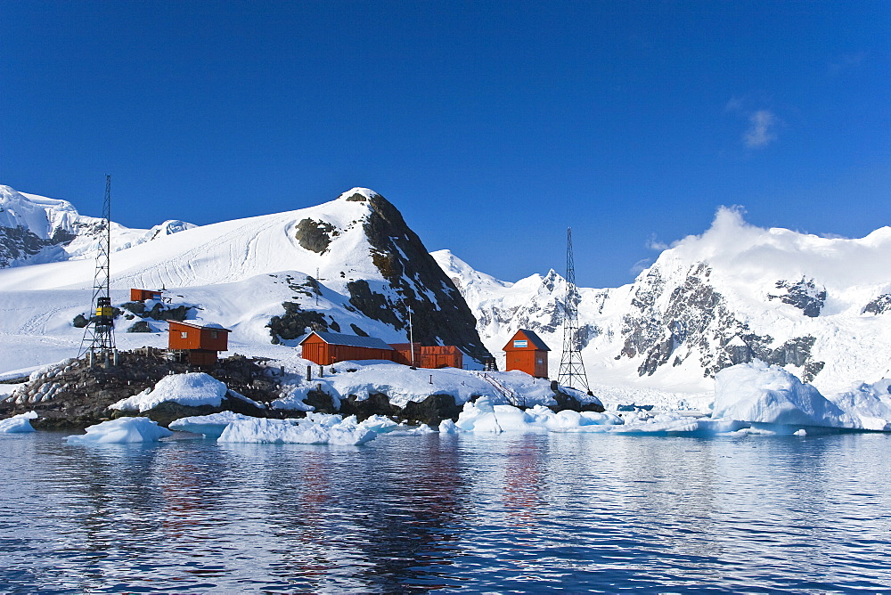 The Argentine research station Almirante Brown in Paradise Bay (Harbour) on the Danco Coast of the Antarctic Peninsula.