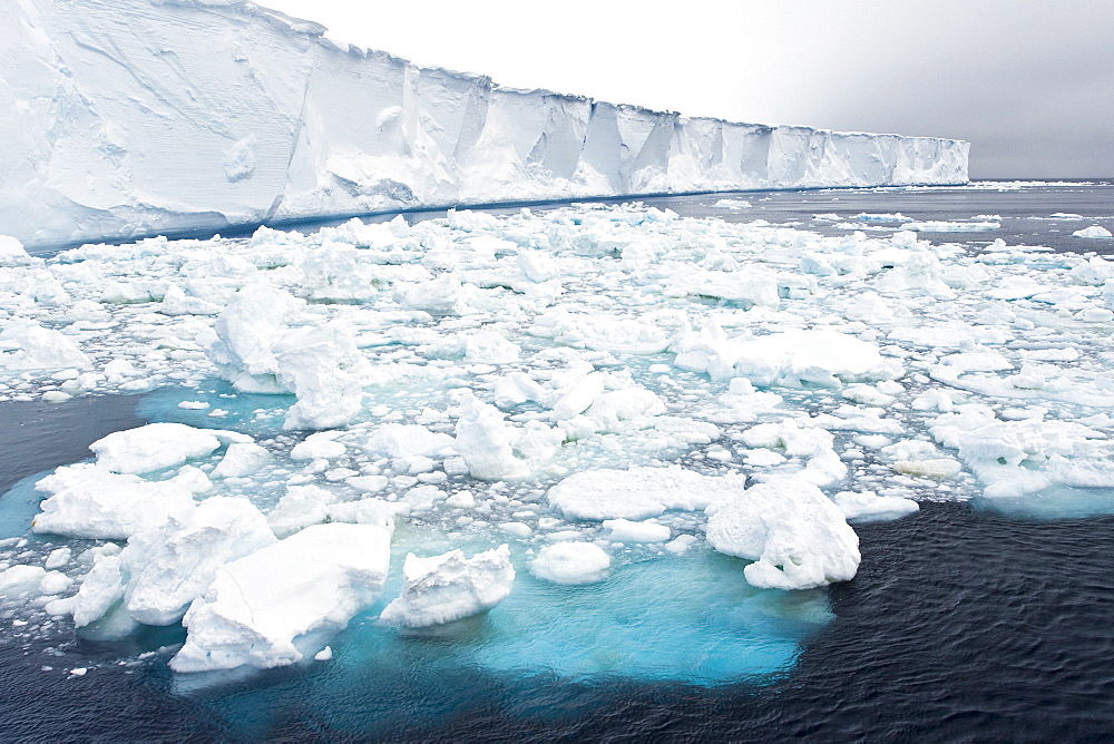 A huge tabular iceberg and brash icenear the Antarctic Peninsula.