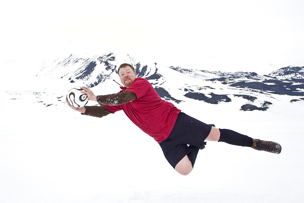 Chief Officer Bernd of the Lindblad Expedition ship National Geographic Endeavour at play in Antarctica.