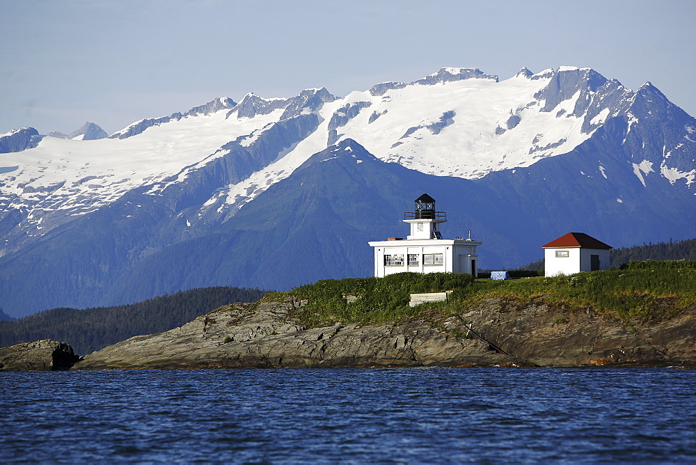 The Point Retreat Lighthouse just outside of Juneau, on Admiralty Island, southeast Alaska, USA.