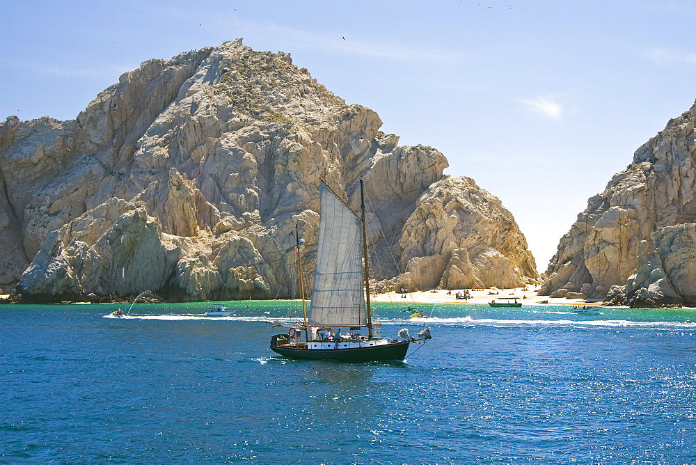 Busy tourism boats in Cabo San Lucas, Baja California Sur, Mexico