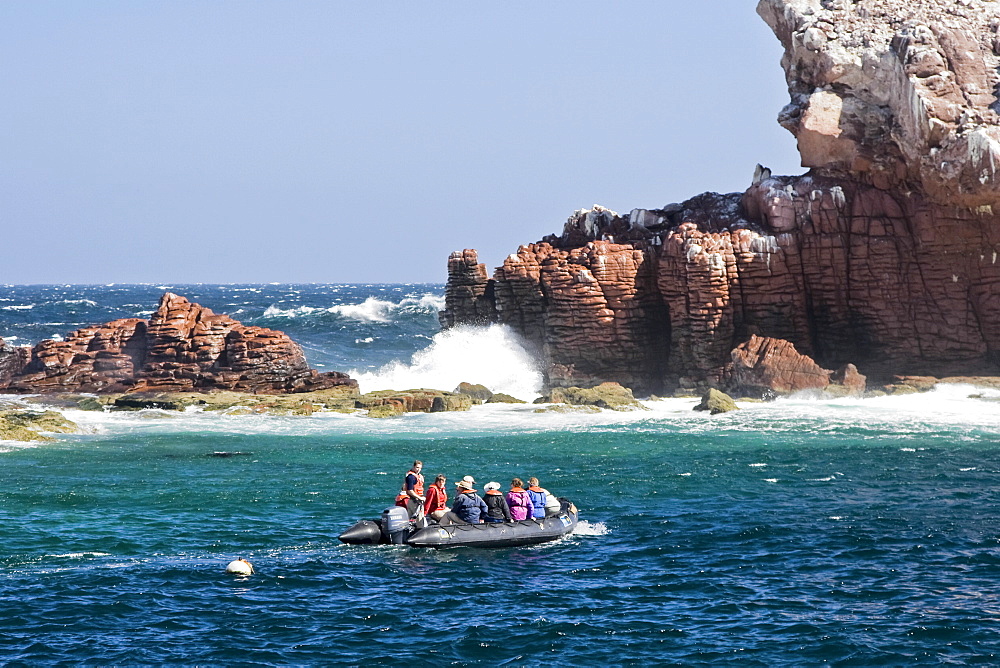 Huge waves pounding Los Islotes (The Islets) in the southern Gulf of California (Sea of Cortez), Baja California Sur, Mexico