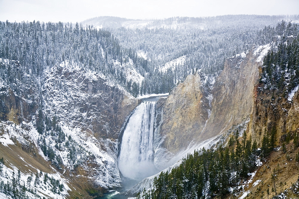 Yellowstone Falls on the Yellowstone River in Yellowstone National Park.in the late fall.