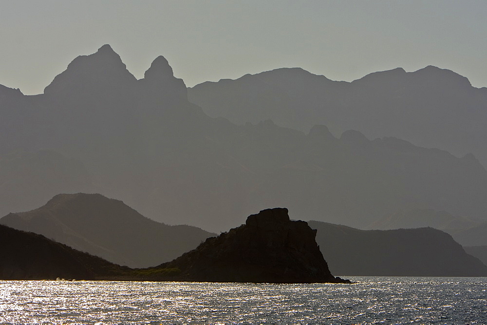 Las Gigantas mountain range from the Gulf of California (Sea of Cortez) just outside of Loreto, Baja California Sur, Mexico. 