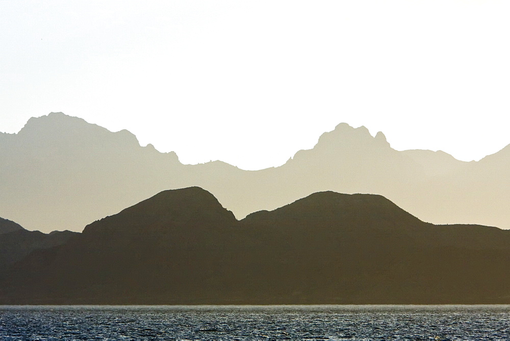 Las Gigantas mountain range from the Gulf of California (Sea of Cortez) just outside of Loreto, Baja California Sur, Mexico. 