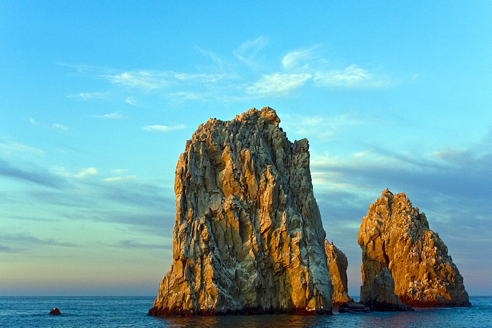 A view of Land's End (finisterra in Spanish), the famous granite arch formation just outside the harbor in Cabo San Lucas, Baja California Sur, Mexico.