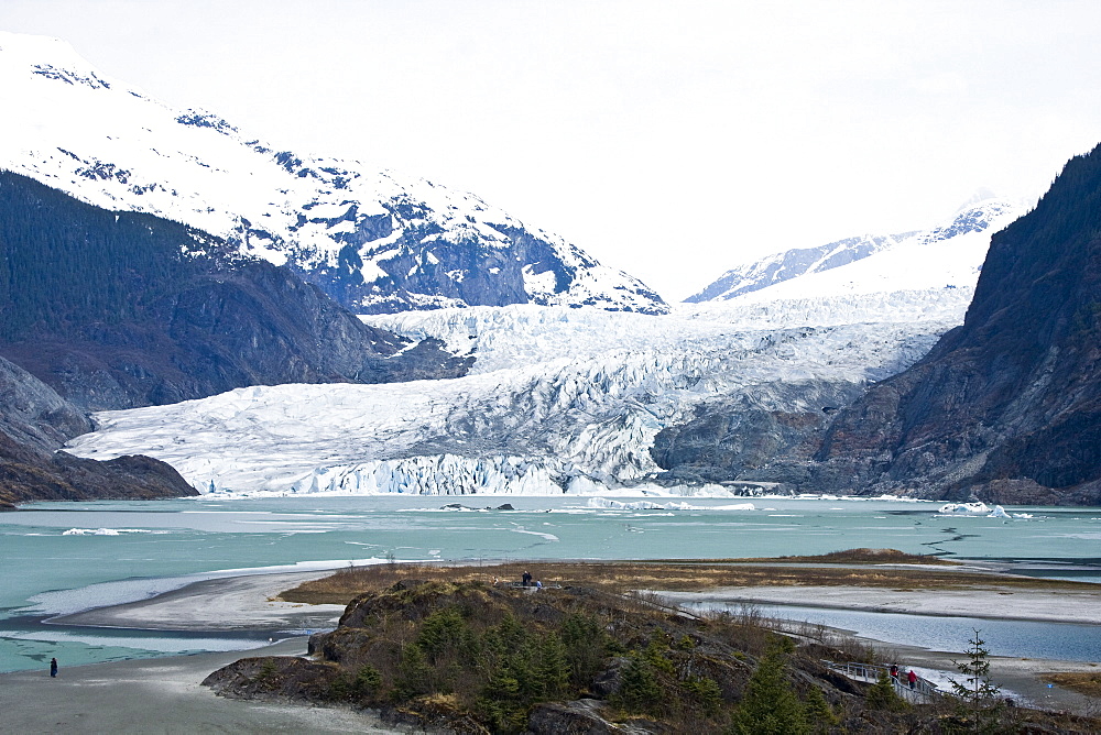 Views of Mendenhall Glacier just outside Juneau, southeast Alaska, USA. This glacier is receeding at an alarming rate, probably due to climate change.