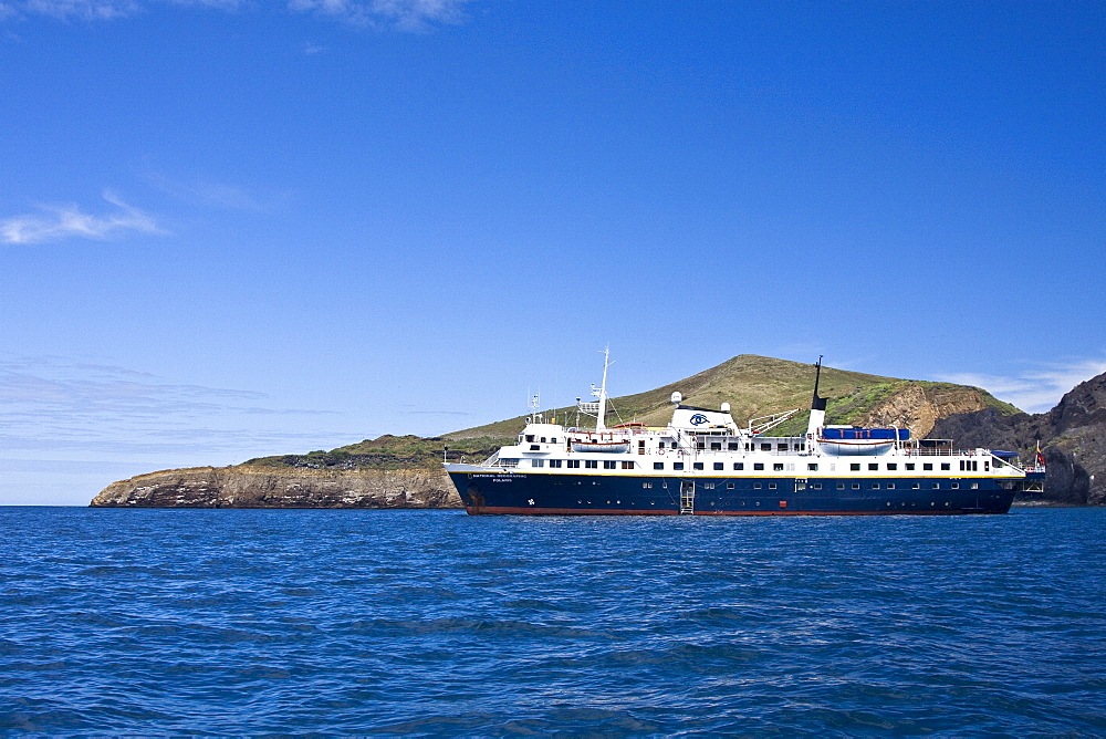 Lindblad Expeditions ship the National Geographic Polaris in the waters surrounding the Galapagos Island Archipelago, Ecuador