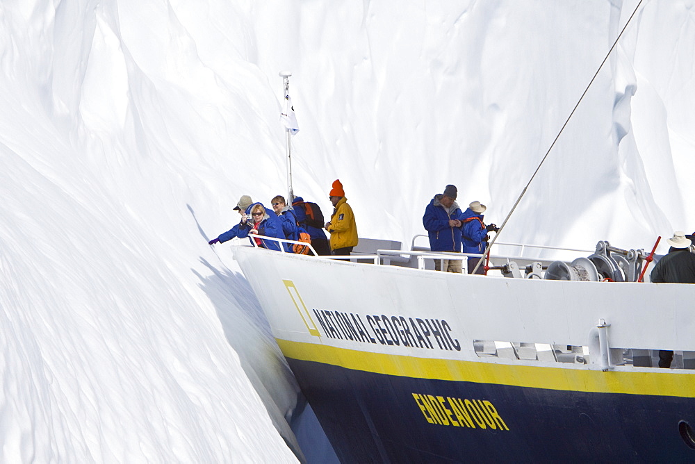 The Lindblad Expedition ship National Geographic Endeavour operating in and around the Antarctic peninsula in Antarctica