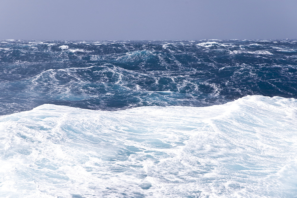 Views of rough seas in the Bransfield Strait between the South Shetland Islands and Antarctic Peninsula