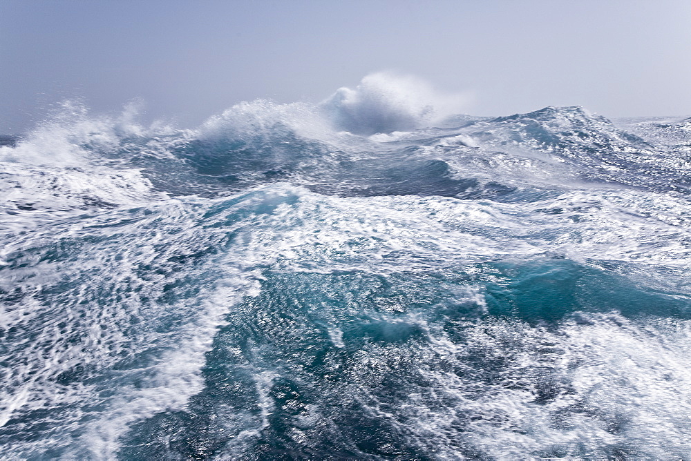 Views of rough seas in the Bransfield Strait between the South Shetland Islands and Antarctic Peninsula