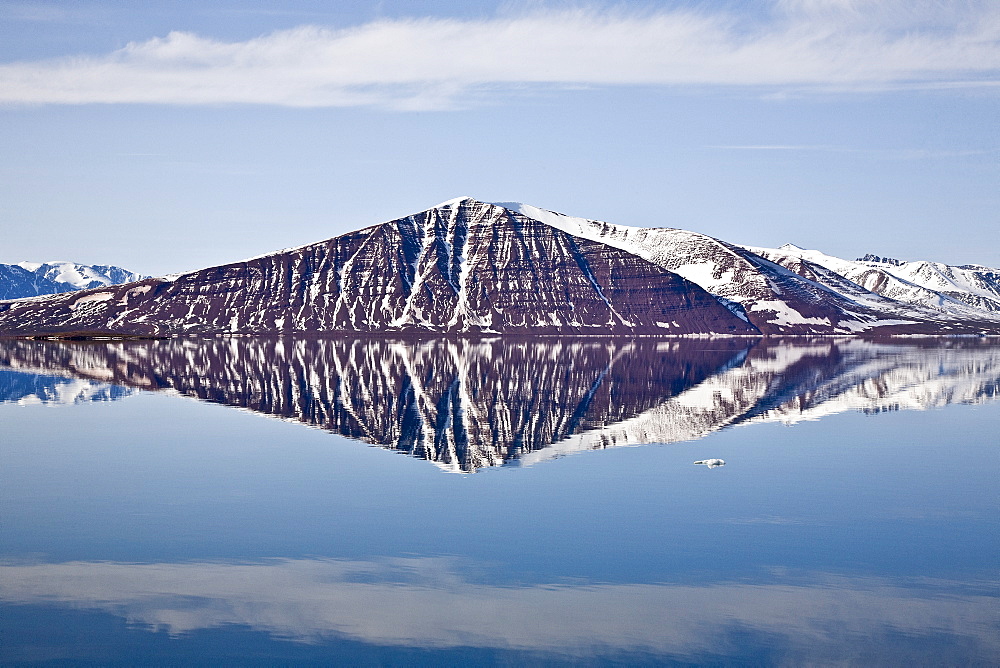 Approaching Monaco Glacier, in Liefdefjord near the northwest corner of Spitsbergen in the Svalbard Archipelago of Norway. 