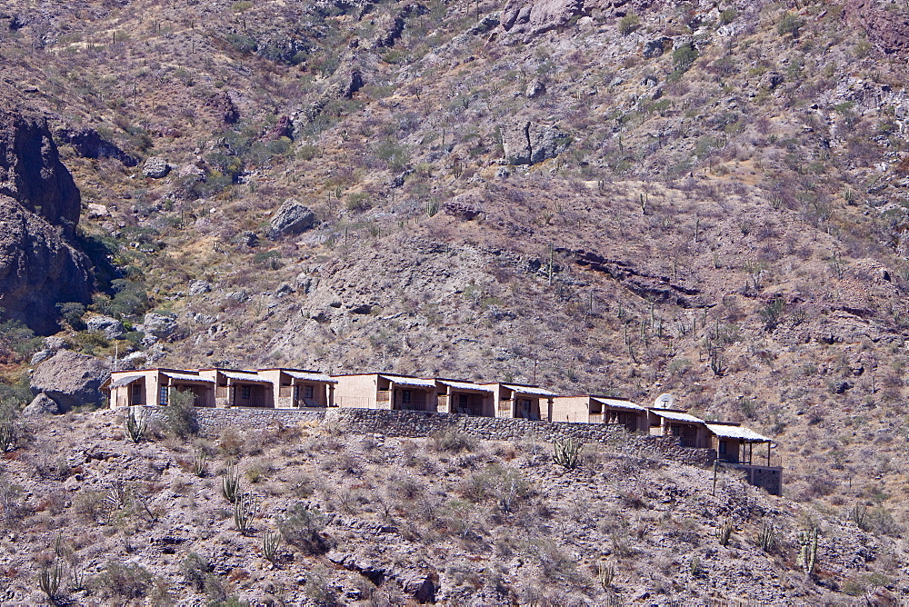 A new resort being built in the Sonoran desert below Las Gigantas mountain range in the Gulf of California (Sea of Cortez) just outside of Loreto, Baja California Sur, Mexico