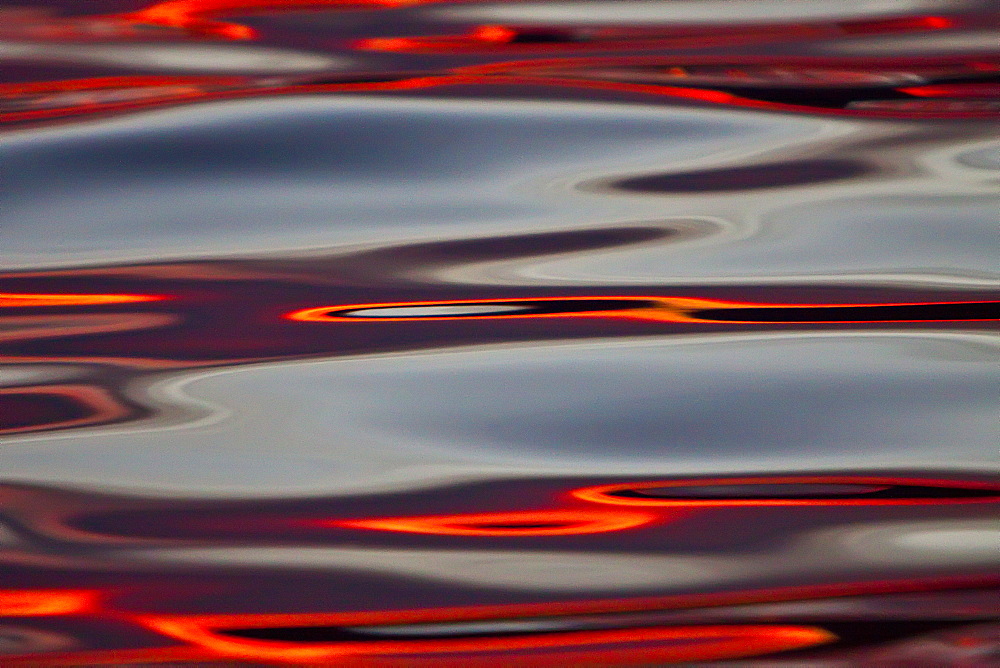 Surreal patterns form in calm waters at sunset in the Gulf of California (Sea of Cortez), Baja California Norte, Mexico.