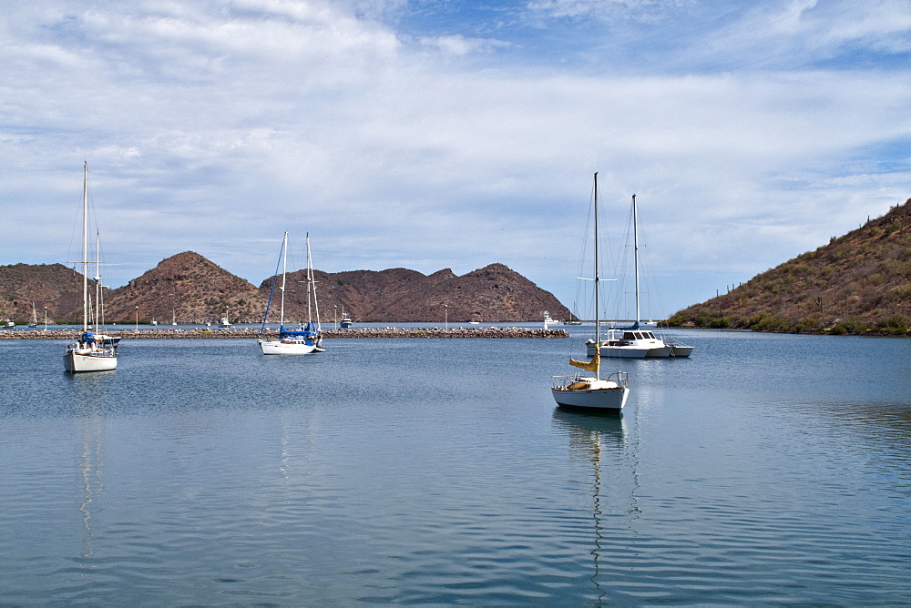 Views of the new (2009) marina still under construction at Puerto Escondido, Baja California Sur, Mexico.