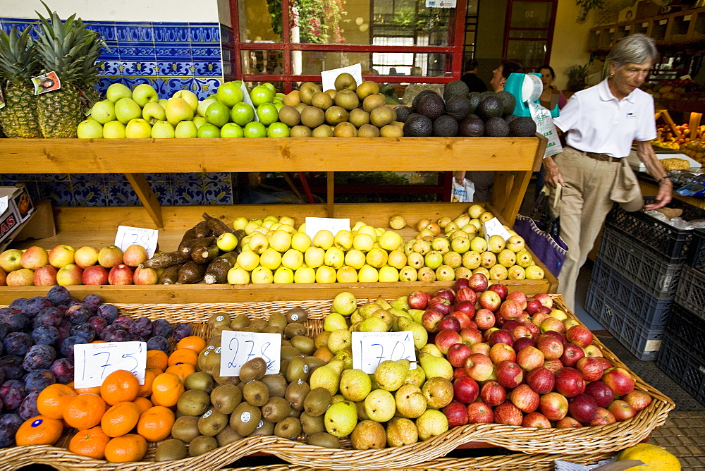 Views from an open air fruit market in Funchal, Madeira, Portugal