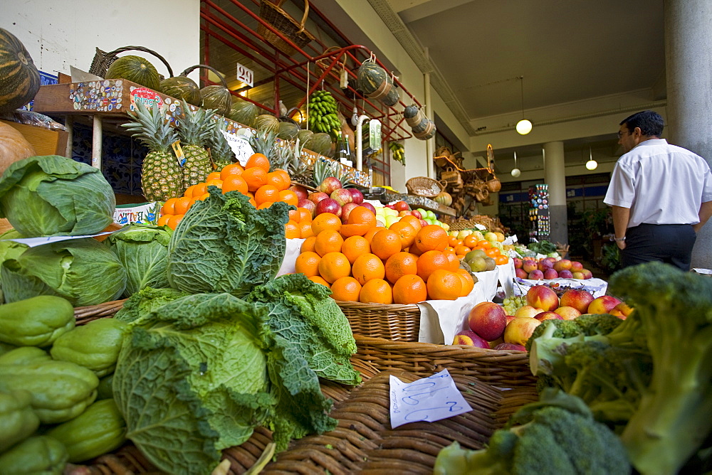 Views from an open air fruit market in Funchal, Madeira, Portugal