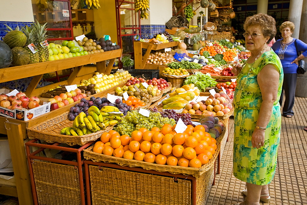 Views from an open air fruit market in Funchal, Madeira, Portugal