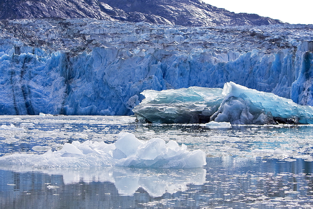 Views of the magnificent scenery including calved icebergs from the Sawyer Glaciers in Tracy Arm Wilderness Area in Southeast Alaska, USA. Pacific Ocean.