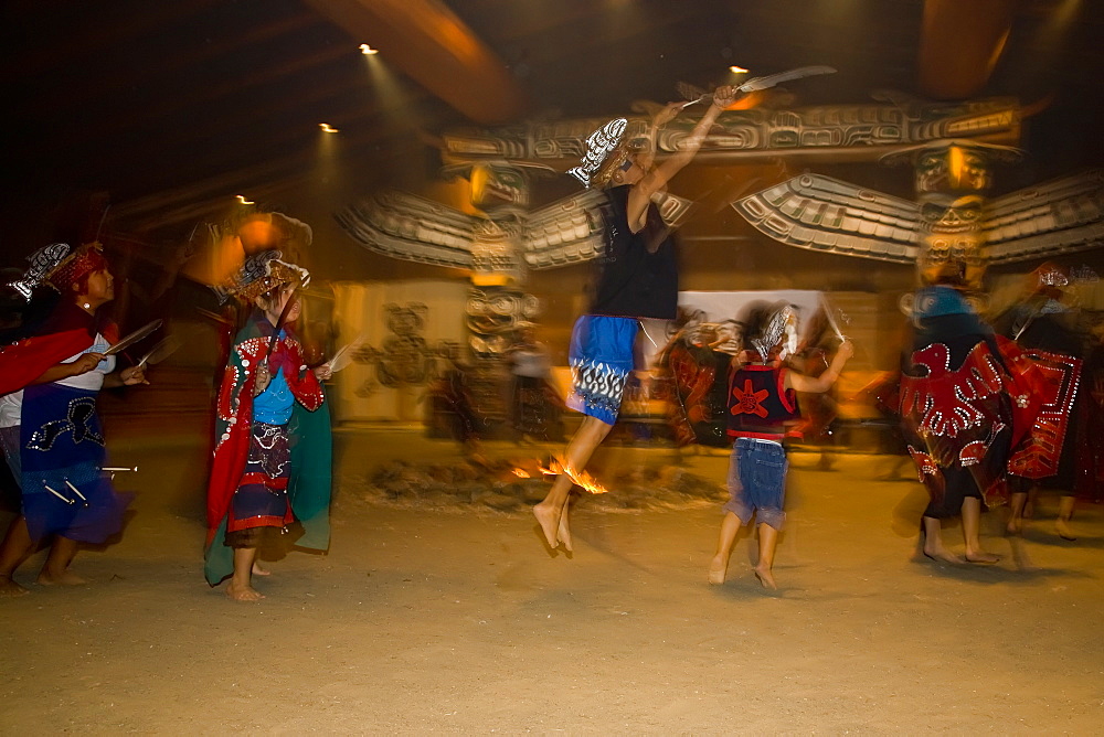 Hamatsa dancers from the Kwakwa_ka_'wakw first nations people in Alert Bay, British Columbia, Canada. No model or property releases for this image.