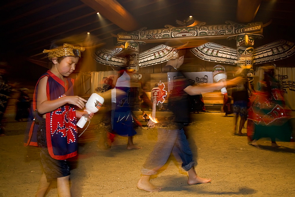 Hamatsa dancers from the Kwakwa_ka_'wakw first nations people in Alert Bay, British Columbia, Canada. No model or property releases for this image.