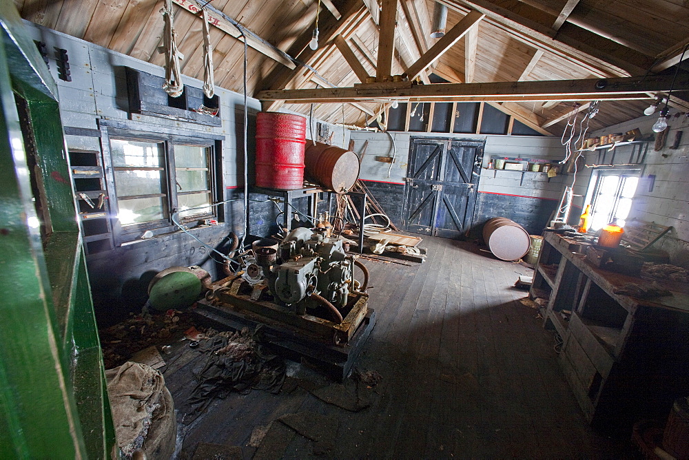 Inside the abandoned Antarctic research British Base "W" on Detaille Island, Lallemand Fjord, Loubet Coast, Antarctica