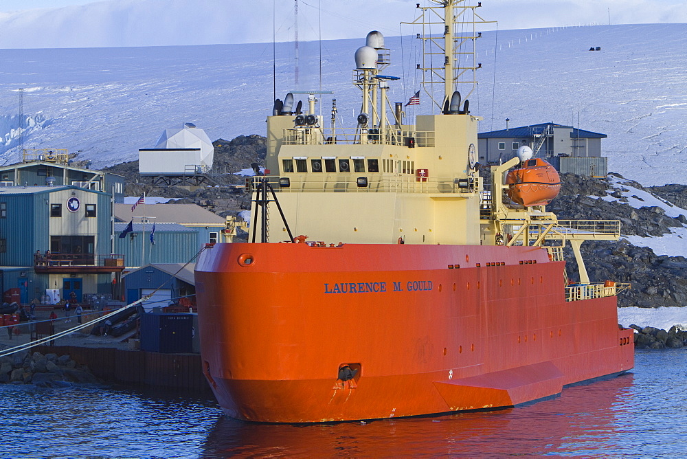 The U.S. research ship Laurence M. Gould at Palmer Station in Antarctica, Southern Ocean