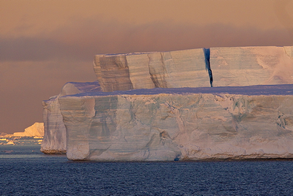 Huge tabular icebergs and smaller ice floes in the Weddell Sea, on the eastern side of the Antarctic Peninsula