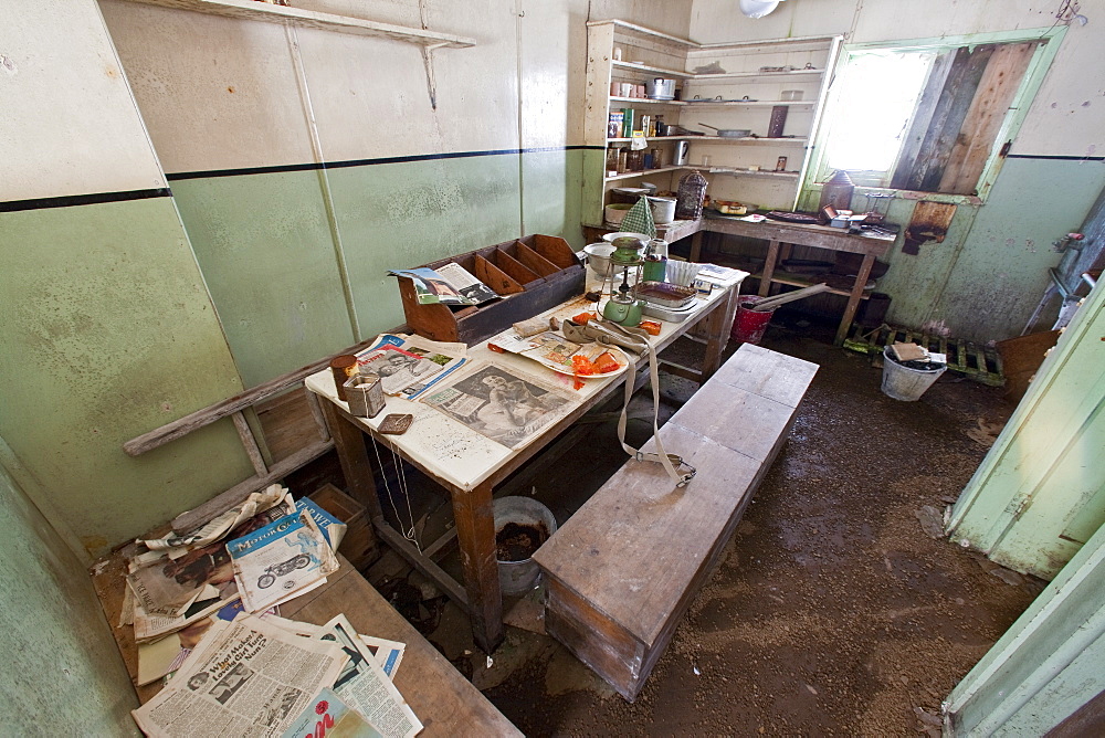 Inside the abandoned Antarctic research British Base "W" on Detaille Island, Lallemand Fjord, Loubet Coast, Antarctica