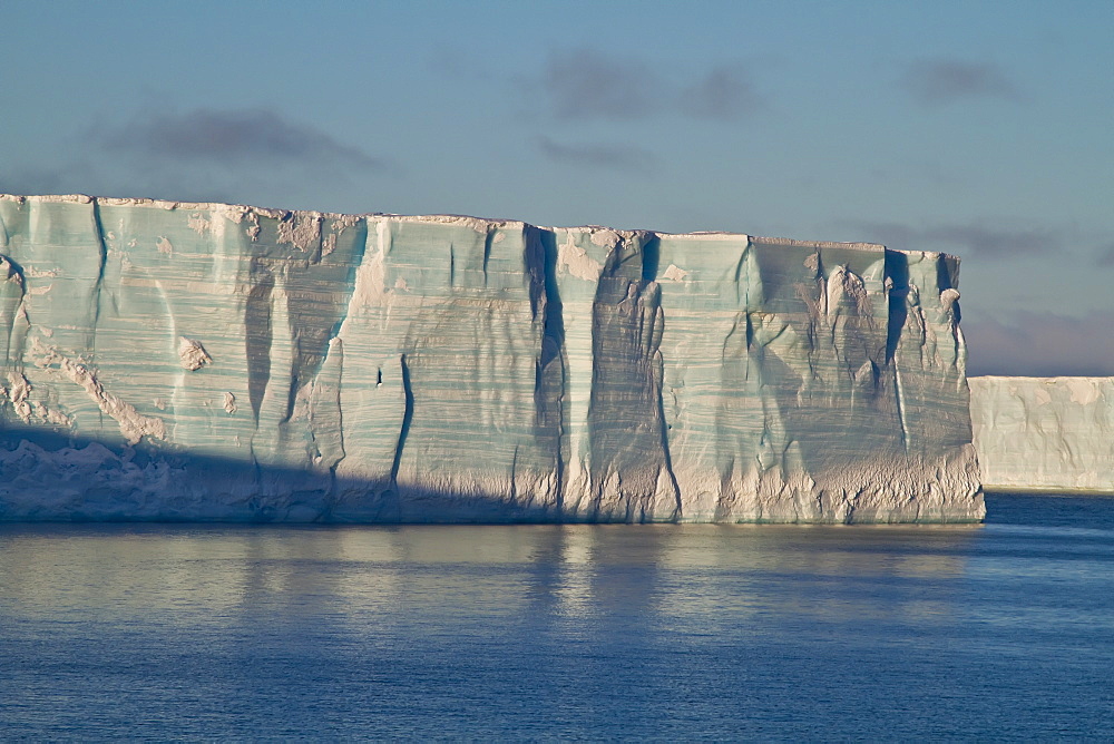 Huge tabular icebergs and smaller ice floes in the Weddell Sea, on the eastern side of the Antarctic Peninsula