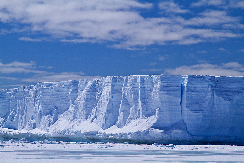 Huge tabular icebergs and smaller ice floes in the Weddell Sea, on the eastern side of the Antarctic Peninsula