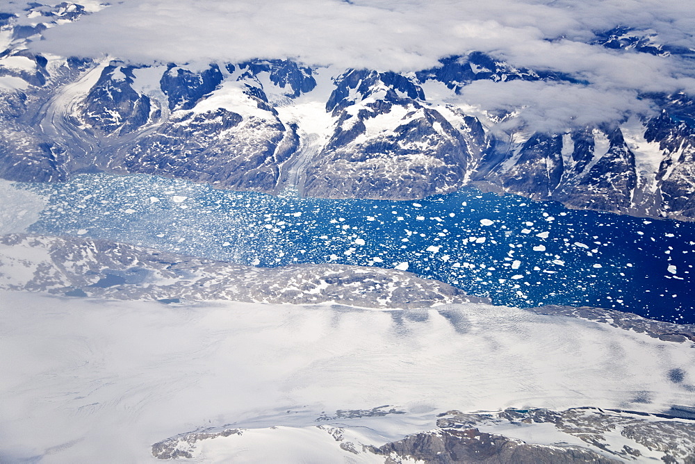 Aerial view of the west coast of Greenland