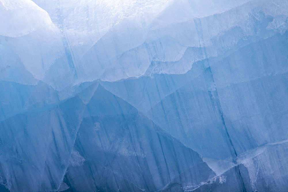 Glacier ice details in the Barents Sea between EdgeÃ®ya (Edge Island) and Kong Karls Land in the Svalbard Archipelago, Norway.