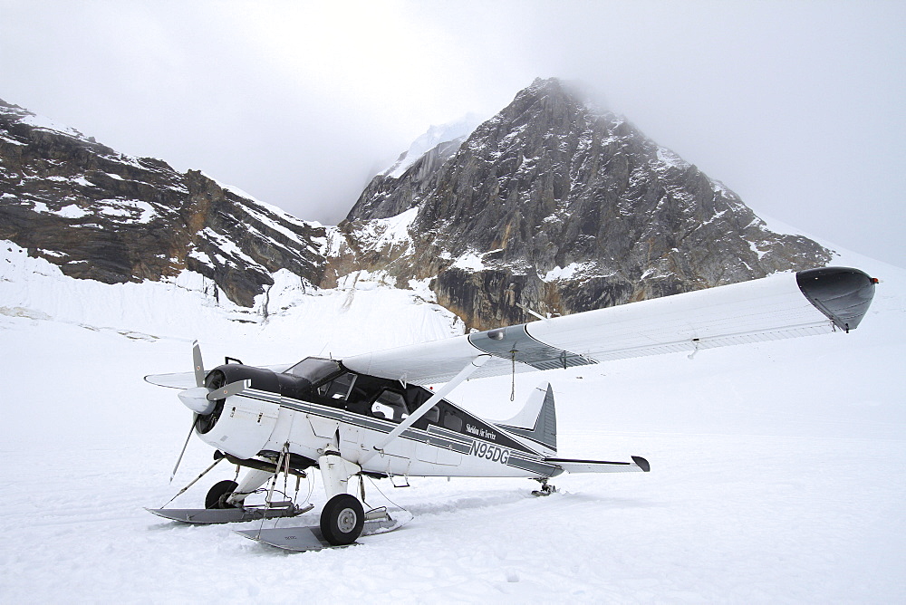 Flightseeing in Denali National Park with Sheldon Air starting in Talkeetna and approaching Mt. McKinley from the south in the Alaska Range, Denali National Park, Alaska