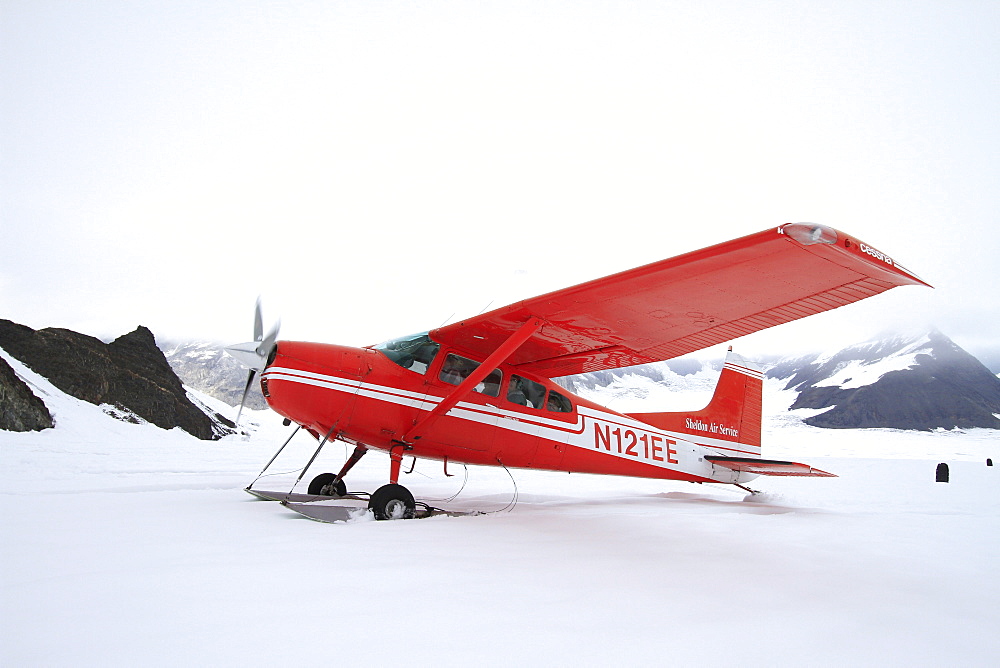 Flightseeing in Denali National Park with Sheldon Air starting in Talkeetna and approaching Mt. McKinley from the south in the Alaska Range, Denali National Park, Alaska