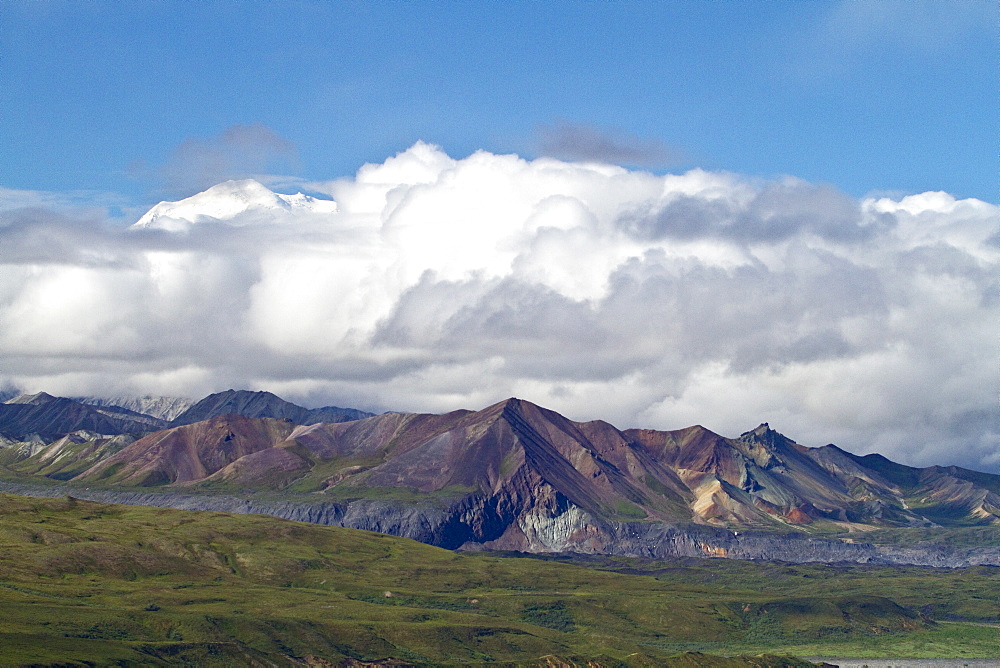 Partial views of Mt. McKinley in Denali National Park, Alaska, USA