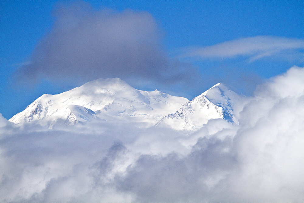 Partial views of Mt. McKinley in Denali National Park, Alaska, USA