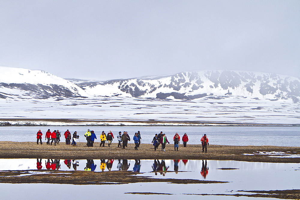 Guests from the Lindblad Expedition ship National Geographic Explorer in the Svalbard Archipelago, Norway