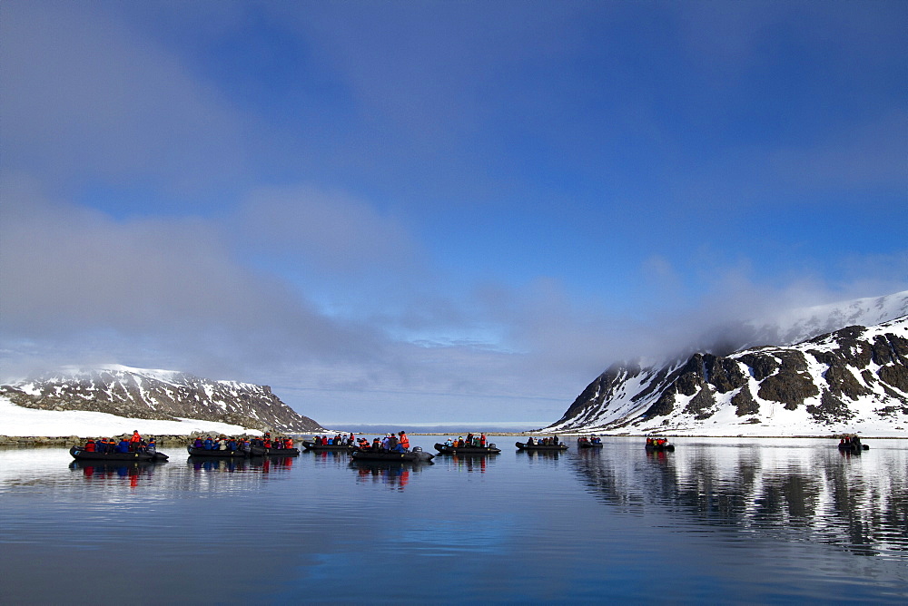 Staff from the Lindblad Expedition ship National Geographic Explorer in the Svalbard Archipelago, Norway