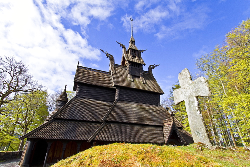 Views from a classic stave church preserved in the city of Oslo, Norway