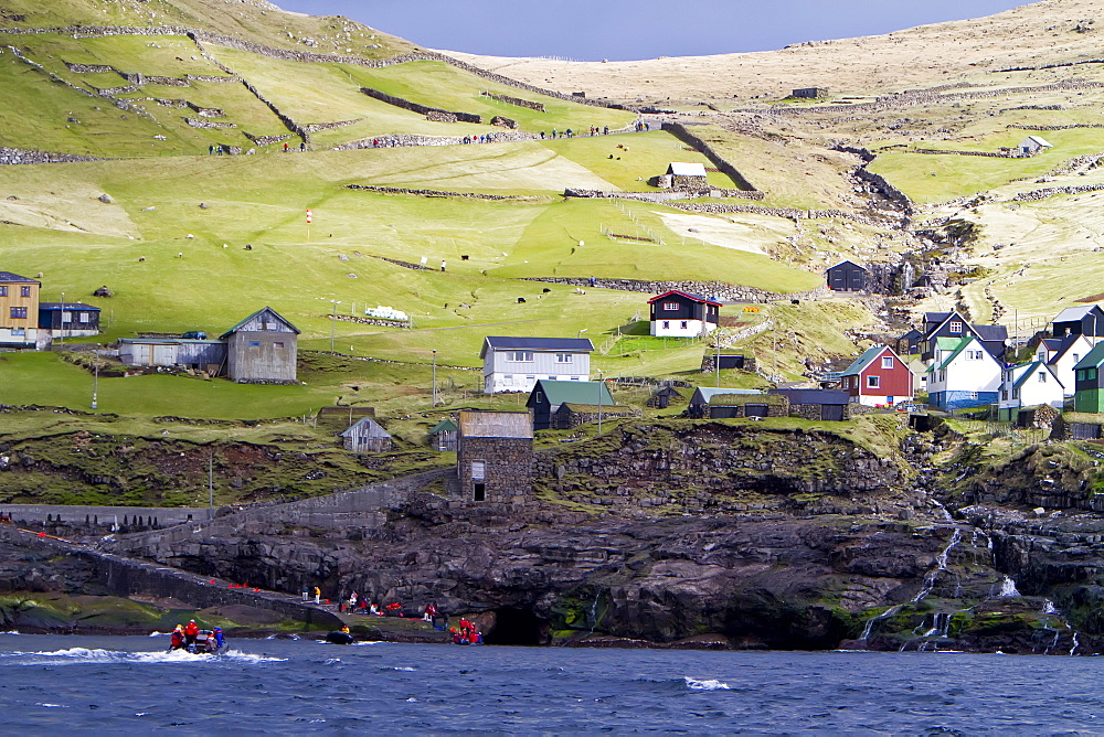 The tiny settlement at Hattarvï¿½Ã¯ï¿½Â¿ï¿½Â½ï¿½Ã‚ï¿½Â¡k on remote Fugloy Island in the extreme Northeast part of the Faroe Islands, North Atlantic Ocean