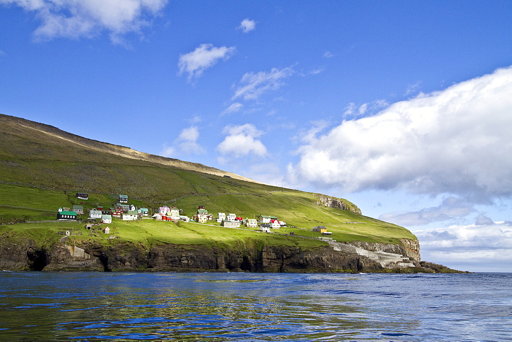 The tiny settlement at Hattarvï¿½Ã¯ï¿½Â¿ï¿½Â½ï¿½Ã‚ï¿½Â¡k on remote Fugloy Island in the extreme Northeast part of the Faroe Islands, North Atlantic Ocean