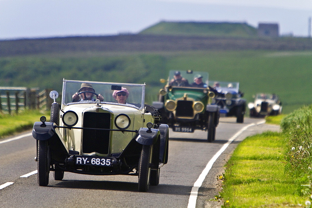 Car Rally at St Magnus Cathedral in Kirkwall Orkney Island, Scotland