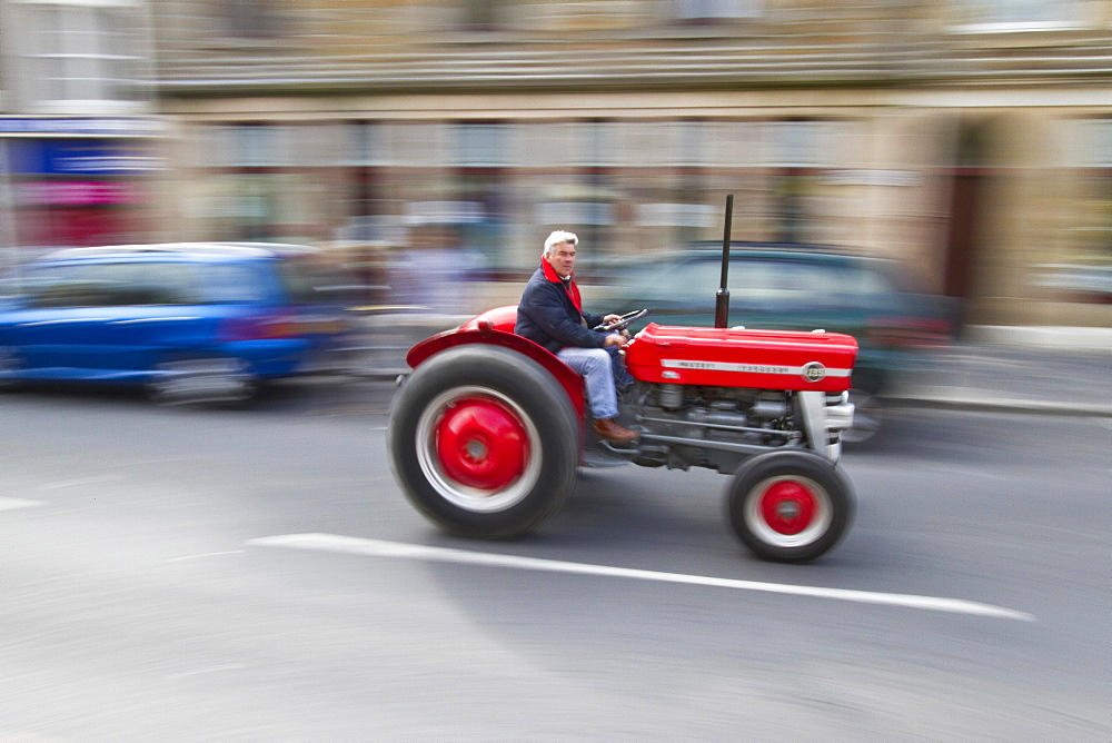 Tractor rally at St Magnus Cathedral in Kirkwall Orkney Island, Scotland